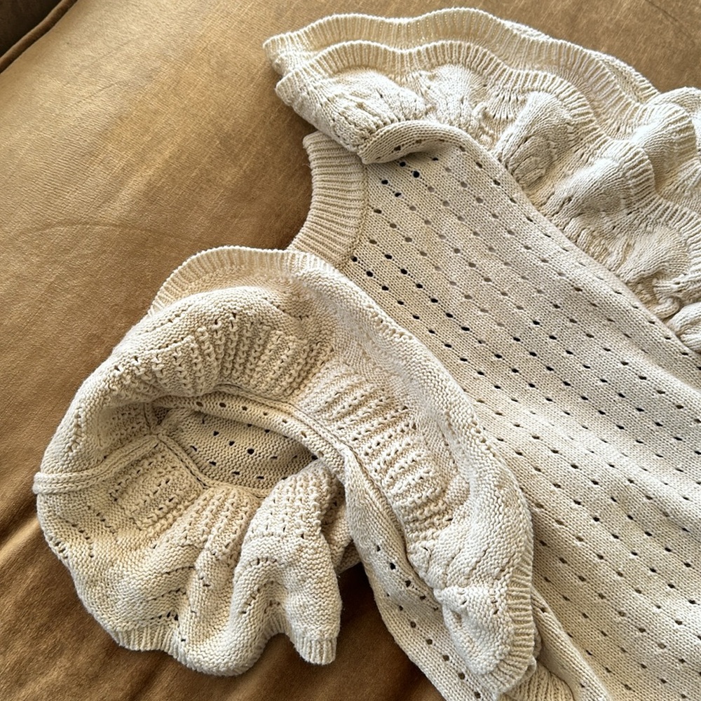 Stanning Cardigan Vest Knit Top Sweater Blouse Cotton Natural tone Who What Wear